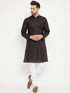 Vastramay Men's Black And White Cotton Kurta Churidar Set